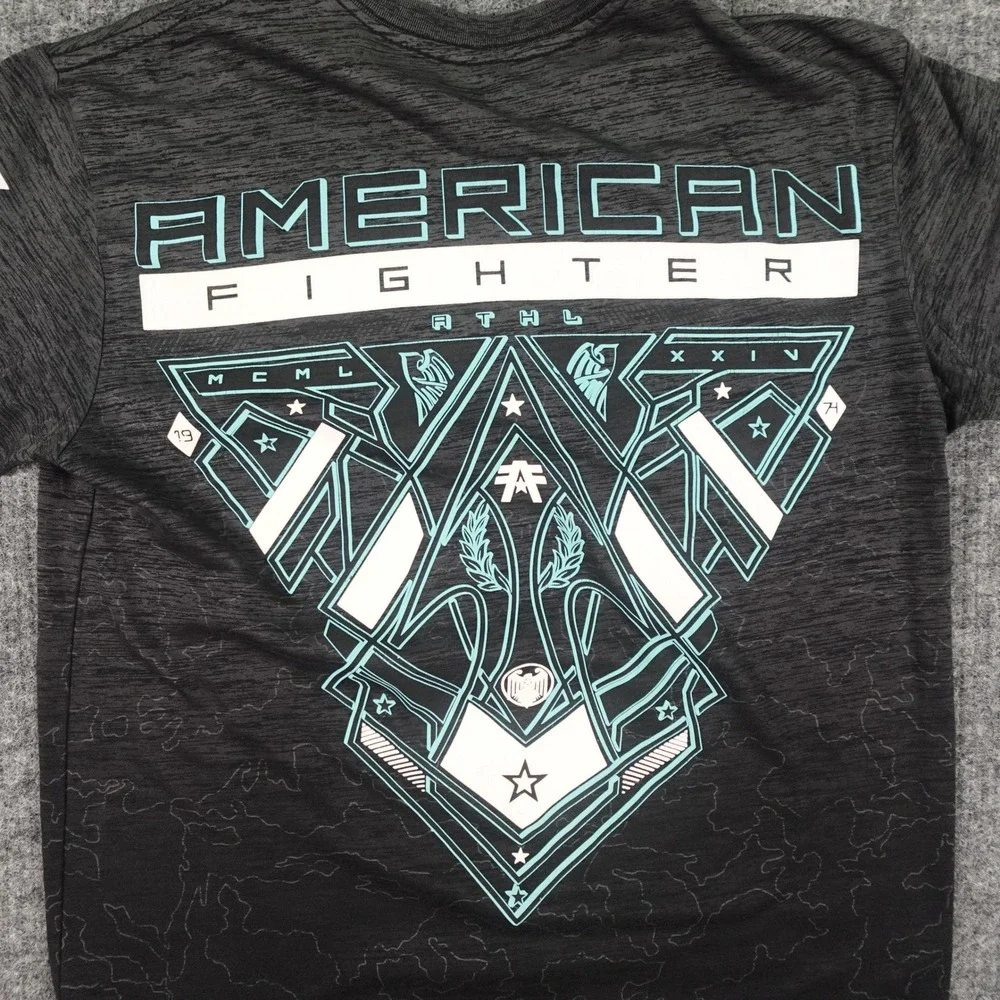 American Fighter Graphic T-shirt Mens Medium Gray Heather Cotton/Polyester‎ MMA